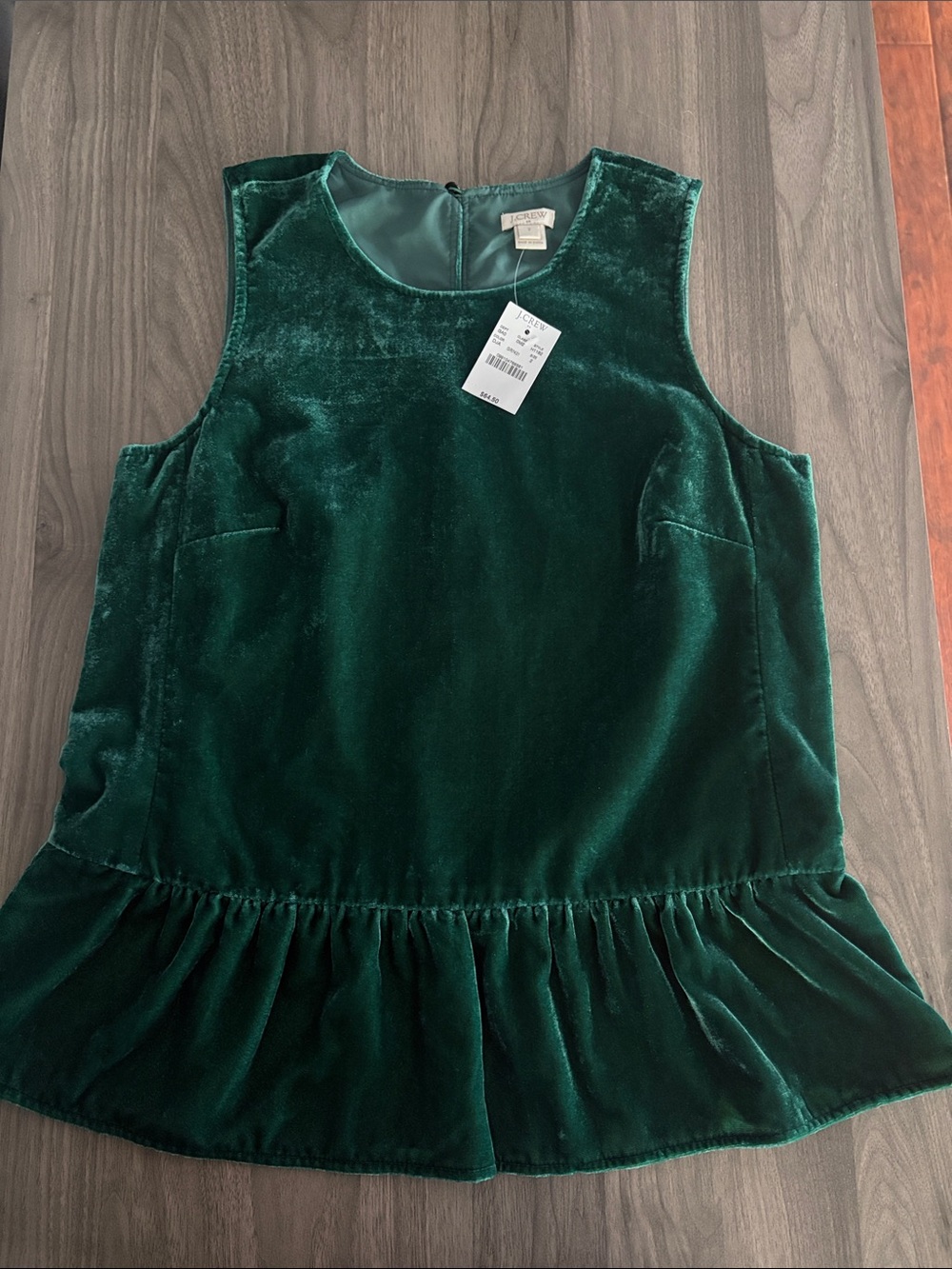 Green Velvet Peplum Women’s Top